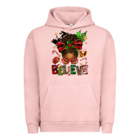 Pigment Salmon christmas believe afro messy bun Urban Hoodie - texasbilliewilder