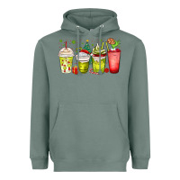 Sage Christmas characters coffee cups Heavyweight Hoodie - MaliasSmallBusiness