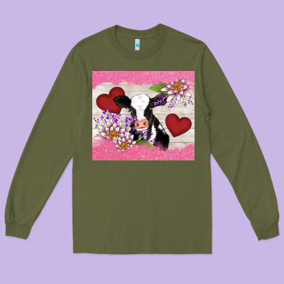 Lotus Heart Cow Valentine Long Sleeve Tee Designed By Adodesignshop