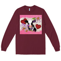 Burgundy lotus heart cow valentine Long Sleeve Tee - AdoDesignShop