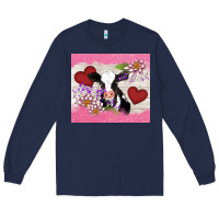 Navy lotus heart cow valentine Long Sleeve Tee - AdoDesignShop