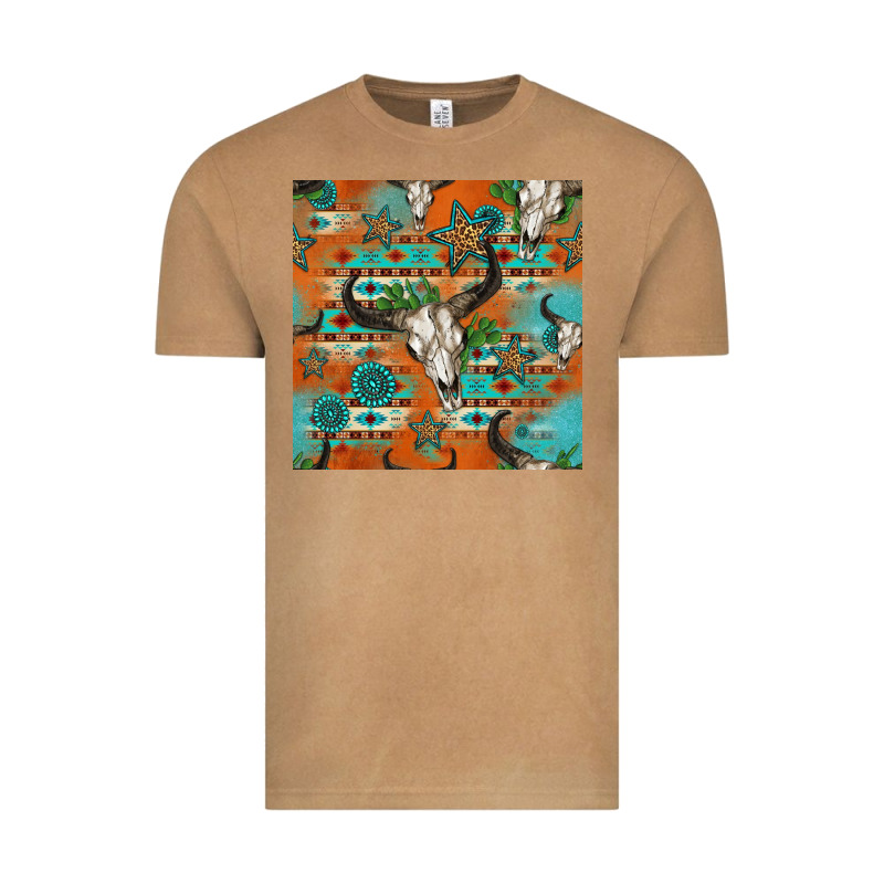 Western Bull Skull Seamless Pattern Vintage Tee by HRA Design Shop | Teevron