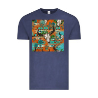 Vintage Denim western bull skull seamless pattern Vintage Tee - HRA Design Shop