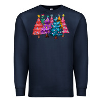 Navy christmas trees and lights Premium Sweatshirt - MaliasSmallBusiness