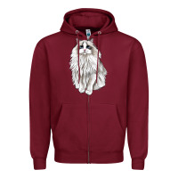 Burgundy Ragdoll Cat Zipper Hoodie - LillyAllenDesigns