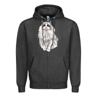 Charcoal Heather Ragdoll Cat Zipper Hoodie - LillyAllenDesigns