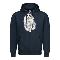 Navy Ragdoll Cat Zipper Hoodie - LillyAllenDesigns