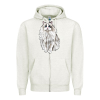Oatmeal Heather Ragdoll Cat Zipper Hoodie - LillyAllenDesigns