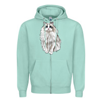 Seafoam Ragdoll Cat Zipper Hoodie - LillyAllenDesigns