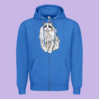 Ragdoll Cat Zipper Hoodie Designed By Lillyallendesigns
