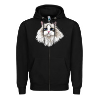 Black Ragdoll Face Cat Zipper Hoodie - LillyAllenDesigns