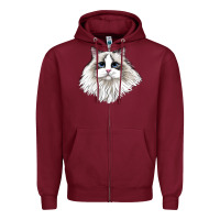 Burgundy Ragdoll Face Cat Zipper Hoodie - LillyAllenDesigns