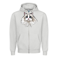 Dove Grey Ragdoll Face Cat Zipper Hoodie - LillyAllenDesigns