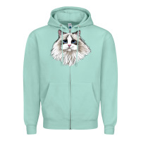 Seafoam Ragdoll Face Cat Zipper Hoodie - LillyAllenDesigns
