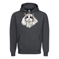 Smoke Ragdoll Face Cat Zipper Hoodie - LillyAllenDesigns
