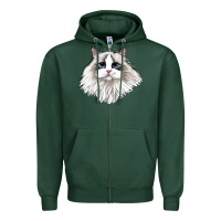 Sports Green Ragdoll Face Cat Zipper Hoodie - LillyAllenDesigns