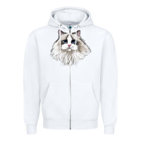 White Ragdoll Face Cat Zipper Hoodie - LillyAllenDesigns