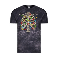 Cloud Black Christmas Rib Cage Vintage Tee - FaDigitalArtStudio