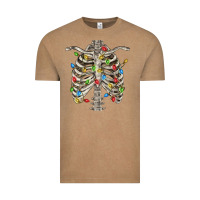 Vintage Coffee Christmas Rib Cage Vintage Tee - FaDigitalArtStudio