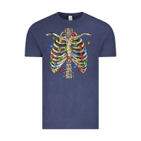 Vintage Denim Christmas Rib Cage Vintage Tee - FaDigitalArtStudio