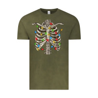 Vintage Olive Christmas Rib Cage Vintage Tee - FaDigitalArtStudio
