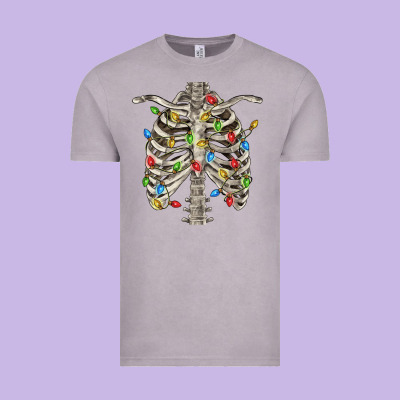 Christmas Rib Cage Vintage Tee Designed By Fadigitalartstudio
