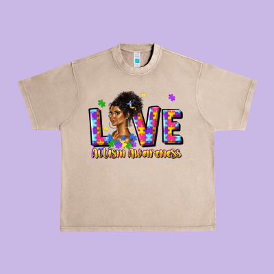 Love Autism Awareness Urban Heavy Tee Designed By Jahusdesignshop