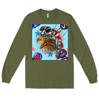 Army Green mullet eagle with balloon seamless pattern Long Sleeve Tee - BundleAndBundleShop