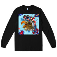Black mullet eagle with balloon seamless pattern Long Sleeve Tee - BundleAndBundleShop