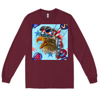 Burgundy mullet eagle with balloon seamless pattern Long Sleeve Tee - BundleAndBundleShop