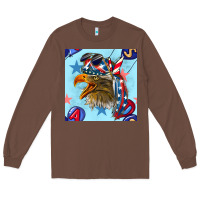 Chestnut mullet eagle with balloon seamless pattern Long Sleeve Tee - BundleAndBundleShop