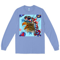 Colony Blue mullet eagle with balloon seamless pattern Long Sleeve Tee - BundleAndBundleShop
