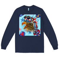 Navy mullet eagle with balloon seamless pattern Long Sleeve Tee - BundleAndBundleShop