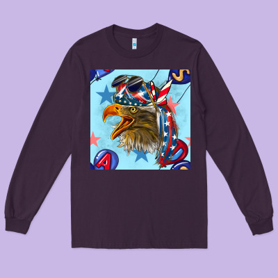 Mullet Eagle With Balloon Seamless Pattern Long Sleeve Tee Designed By Bundleandbundleshop