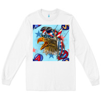 White mullet eagle with balloon seamless pattern Long Sleeve Tee - BundleAndBundleShop