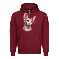 Burgundy Sphynx Cat Zipper Hoodie - LillyAllenDesigns