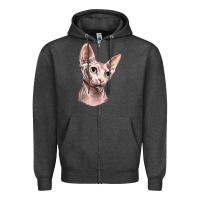Charcoal Heather Sphynx Cat Zipper Hoodie - LillyAllenDesigns