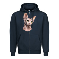 Navy Sphynx Cat Zipper Hoodie - LillyAllenDesigns
