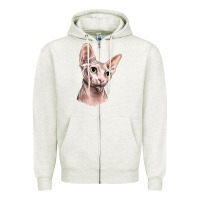 Oatmeal Heather Sphynx Cat Zipper Hoodie - LillyAllenDesigns
