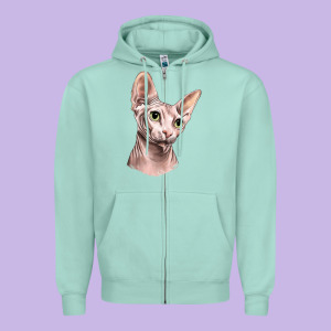 Sphynx Cat Zipper Hoodie Designed By Lillyallendesigns