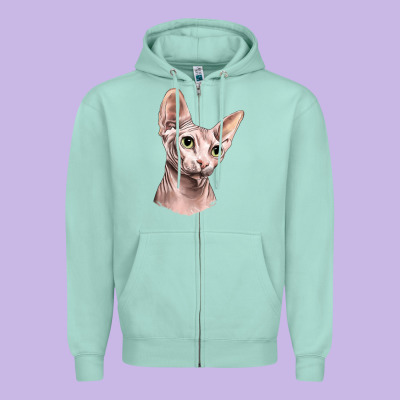 Sphynx Cat Zipper Hoodie Designed By Lillyallendesigns