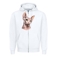 White Sphynx Cat Zipper Hoodie - LillyAllenDesigns