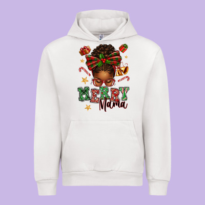 Merry Mama Afro Messy Bun Urban Hoodie Designed By Texasbilliewilder