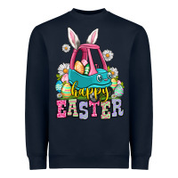 Navy Happy Easter toddler car Heavyweight Sweatshirt - OliviaCreatesArt
