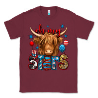 Burgundy oh my stars 4th of july shaggy cow Classic Tee - Jasminsmagicworld