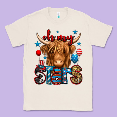 Oh My Stars 4th Of July Shaggy Cow Classic Tee Designed By Jasminsmagicworld