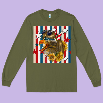 Mullet Eagle Seamless Pattern Long Sleeve Tee Designed By Bundleandbundleshop