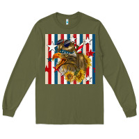 Army Green mullet eagle seamless pattern Long Sleeve Tee - BundleAndBundleShop