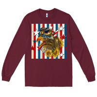 Burgundy mullet eagle seamless pattern Long Sleeve Tee - BundleAndBundleShop