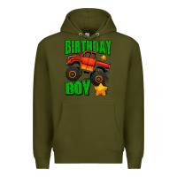 Army Green birthday boy monster truck Premium Hoodie - Jasminsmagicworld